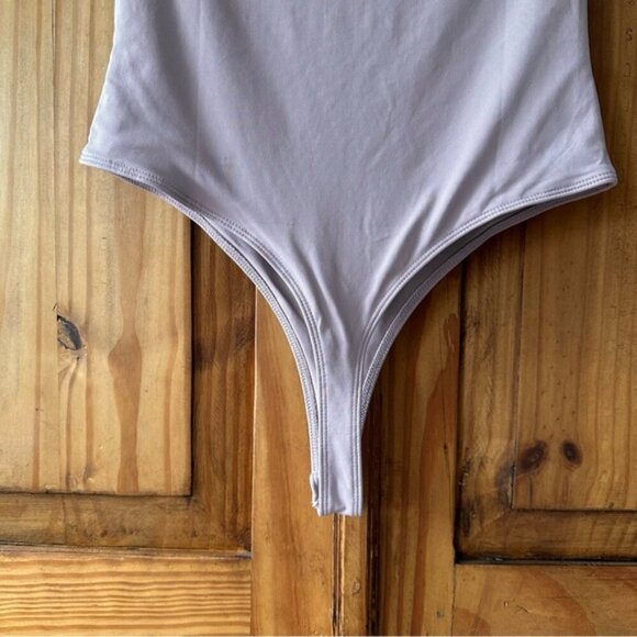 NWT Forever 21 Off Shoulder Short Sleeve Bodysuit Double Lined Thong Mauve - L - Picture 9 of 12